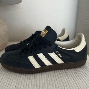 Adidas Samba Dark Blue and Cream Sneakers